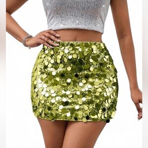 Sequin Mini Skirt in Gold